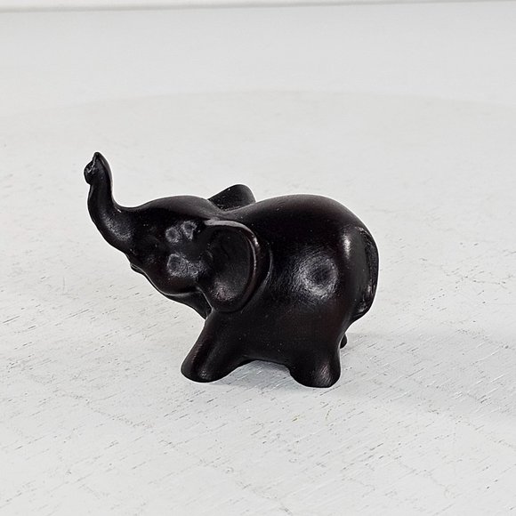Miniature Carved Lucky Elephant Figurine Trunk Up - Picture 5 of 9